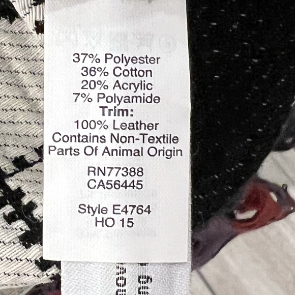 Madewell Top Women M Black White Geometric Jacquard Leather Trim E4764 Excellent - Picture 6 of 8